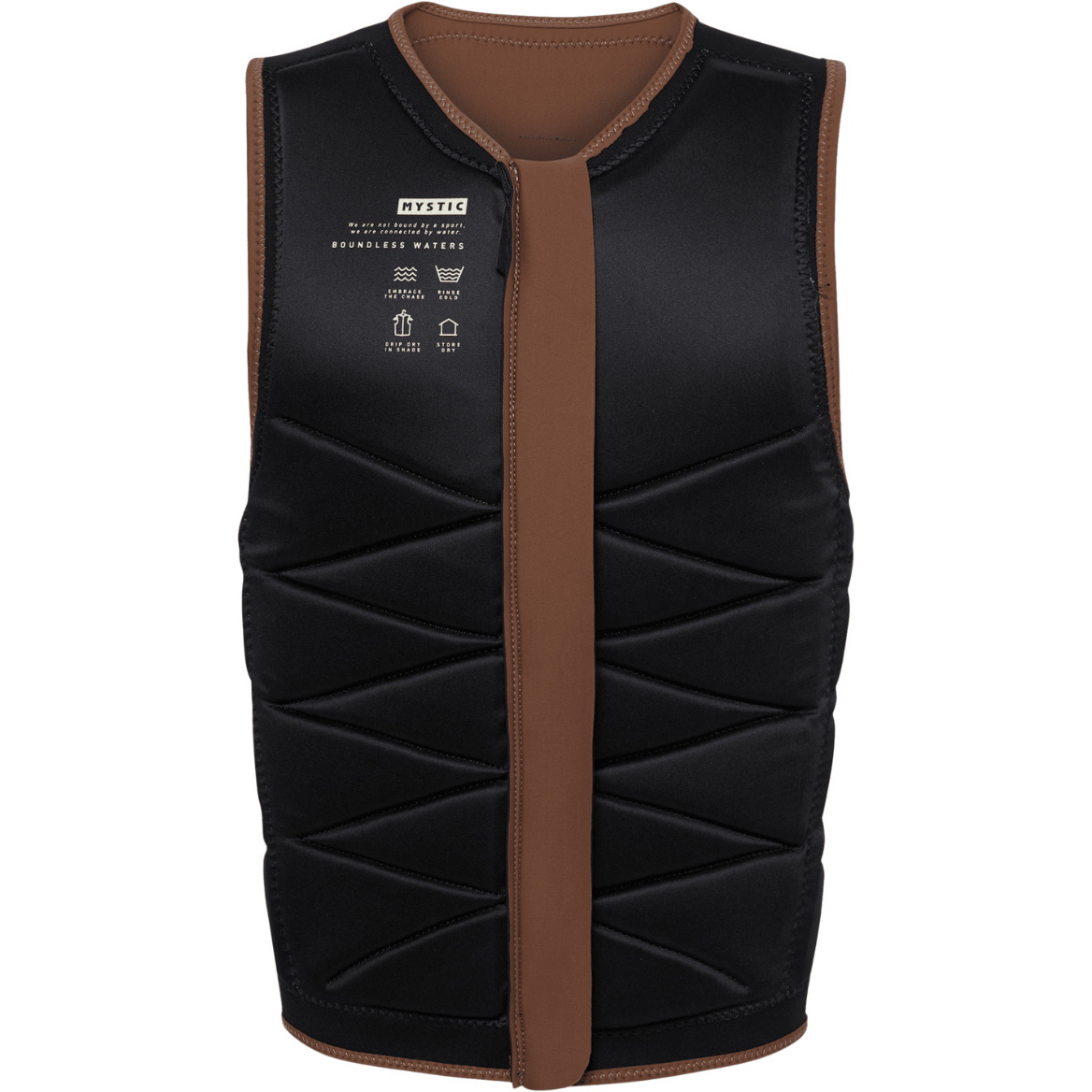 2026 Mystic Hommes Outlaw Front Zip Wake Impact Vest 35005.240226 - Brown